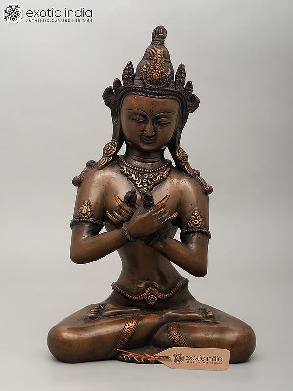 exotic india 13" Tibetan Buddhsit Deity Vajradhara | Brass Statue 