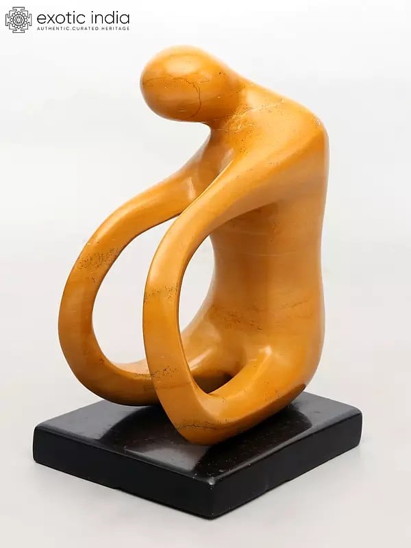 exotic india 14" Abstract Yoga Figure | Modern Art Sculpture | Home Decor 