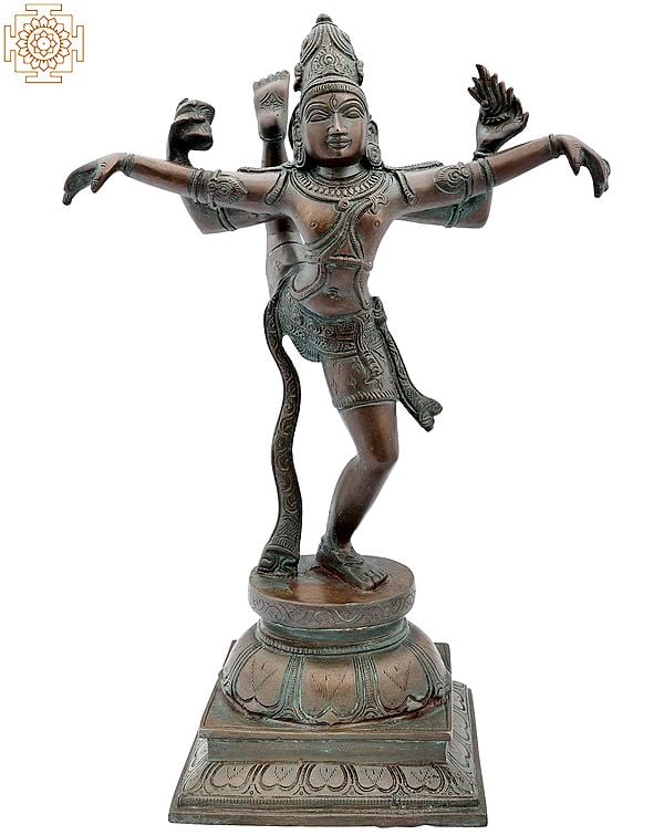 exotic india 14" Ananda Tandava Shiva Brass Statue | Handmade | Made In India 