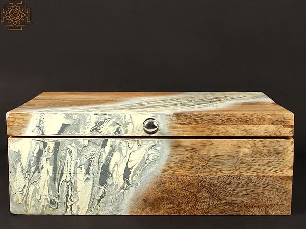Exotic India 14'' Authentic Wooden Jewelry Box With Mirror