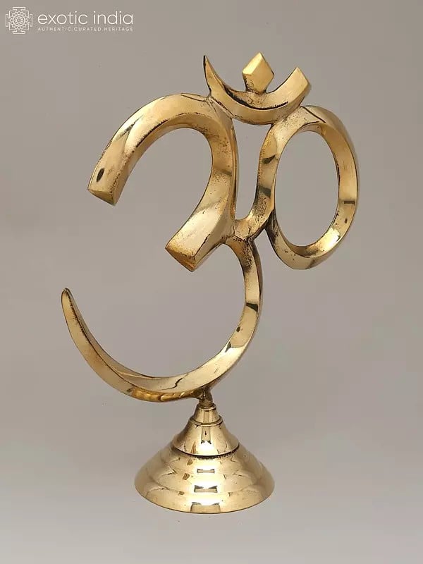 Exotic India 14" Brass Om (Aum) - Symbol Of Hinduism | Handmade | Made In India 