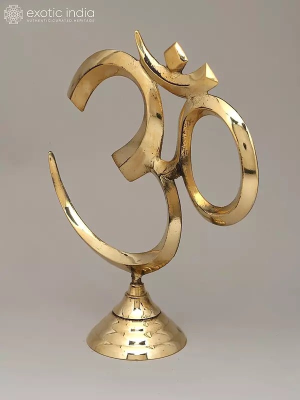 Exotic India 14" Brass Om (Aum) - Symbol Of Hinduism | Handmade | Made In India 