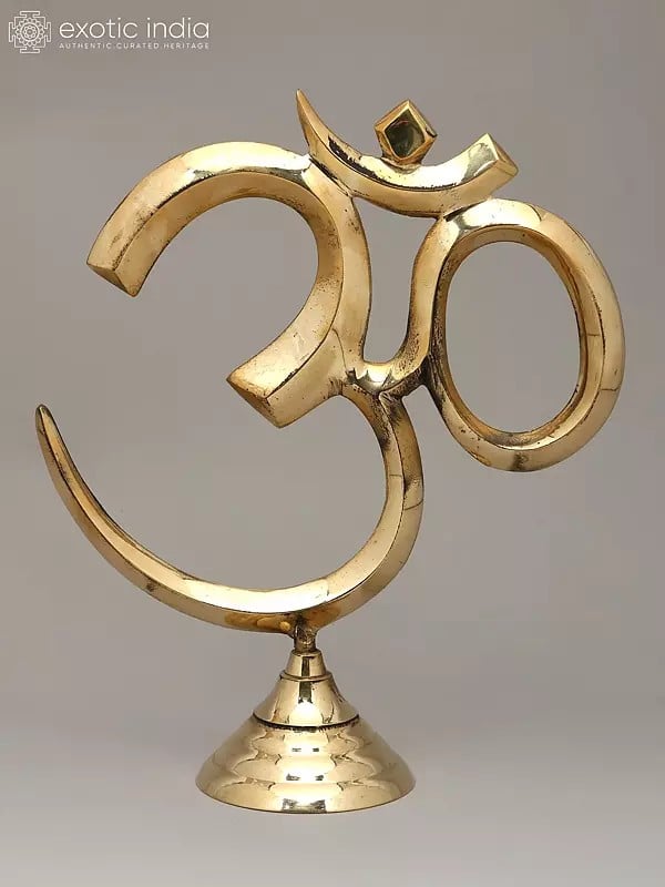 exotic india 14" Brass Om (Aum) - Symbol of Hinduism | Handmade | Made In India 