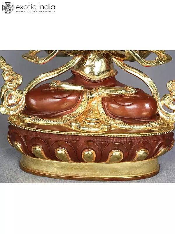 Exotic India 14" Chenrezig Avalokiteshvara Idol From Nepal | Tibetan Buddhist Deity Statue 