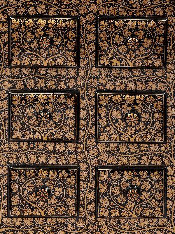 Exotic India 14" Hand-Painted Chest Of Drawers | From Kashmir 