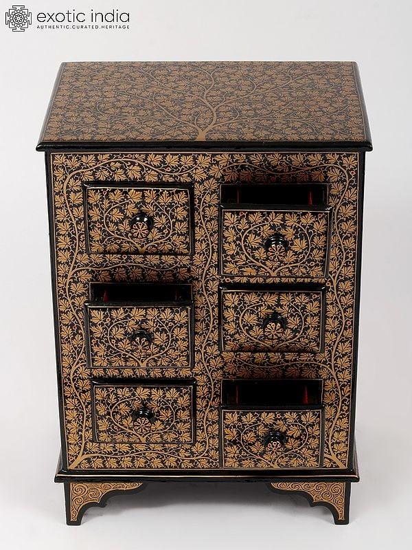 Exotic India 14" Hand-Painted Chest Of Drawers | From Kashmir 