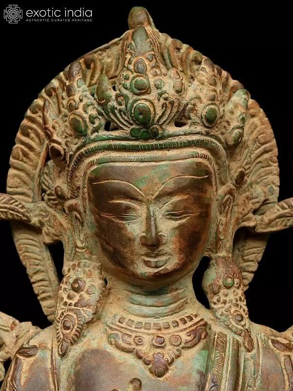 Exotic India 14" Maitreya Buddha (Future Buddha) | Buddhist Brass Statue 