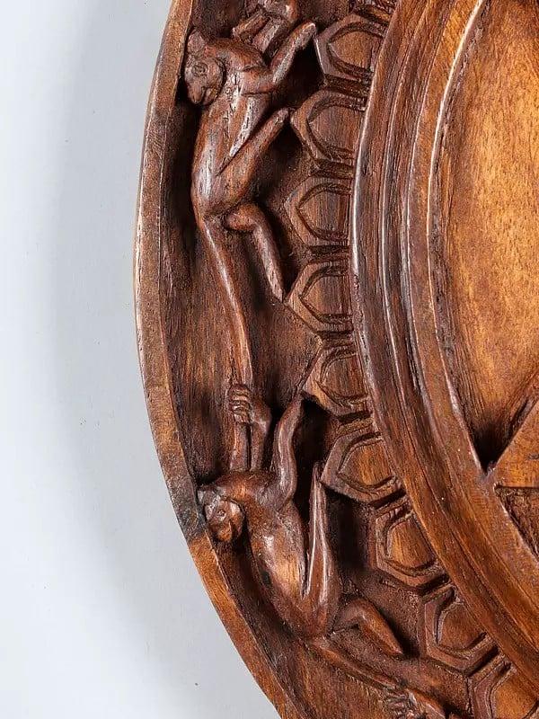 Exotic India 14" Wod Carved Wall Hanging Yantra | Handmade 