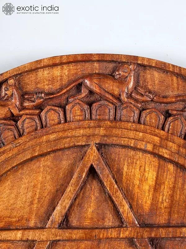 Exotic India 14" Wod Carved Wall Hanging Yantra | Handmade 
