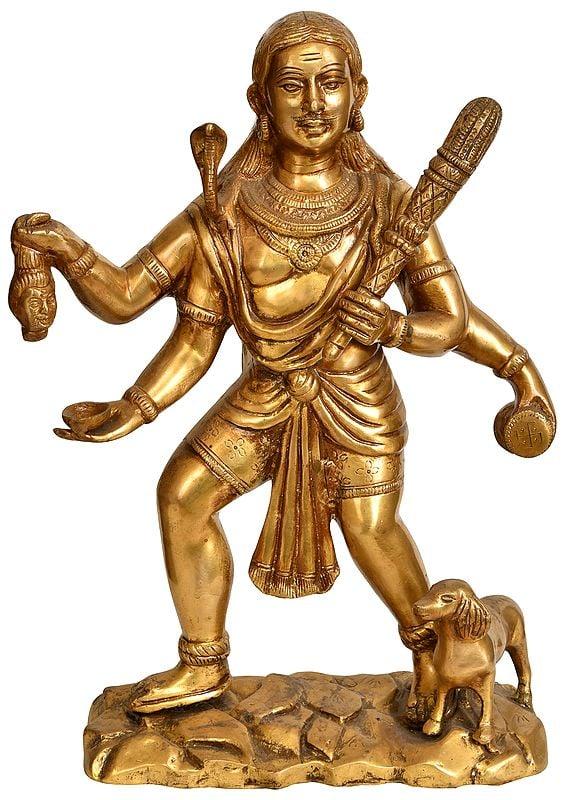 exotic india 15" Batuk Bhairava In Brass | Handmade | Made In India 