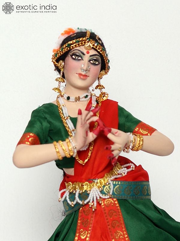 Exotic India 15" Bharatanatyam - Indian Classical Dance | Traditional Handmade Doll 