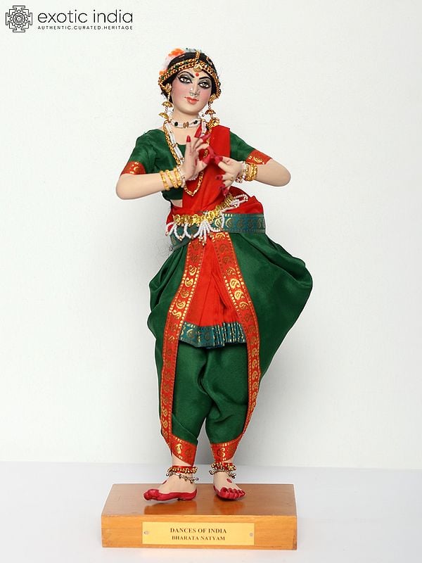 exotic india 15" Bharatanatyam - Indian Classical Dance | Traditional Handmade Doll 