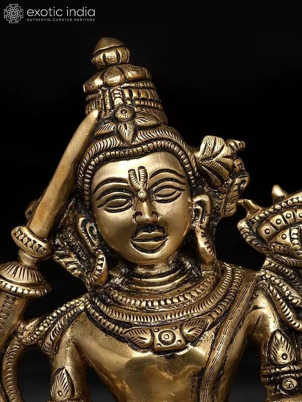 Exotic India 15" Brass Goddess Tara Seated On Lion | Buddhist Statue 