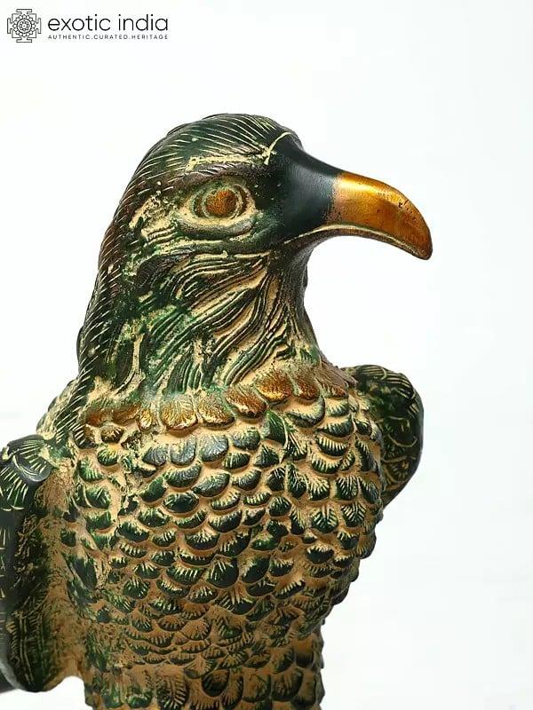 Exotic India 15" Brass Pair Of Eagle Statues | Table Decor 