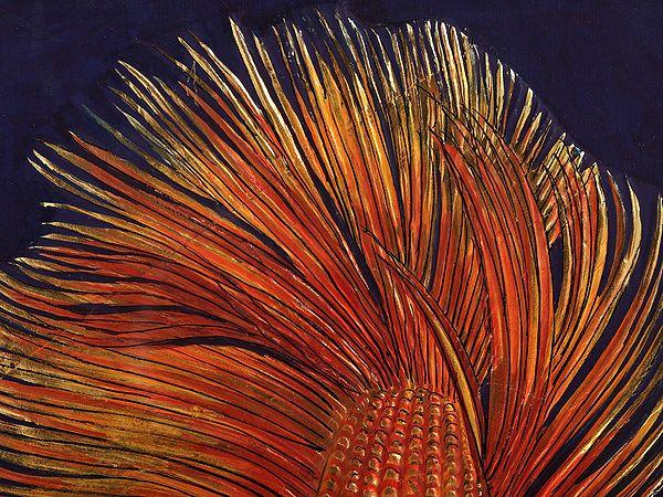 Exotic India 15" Framed Betta (Siamese Fighting Fish) | Tanjore Painting 