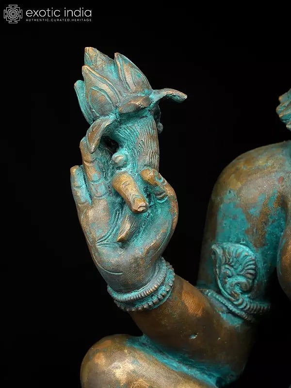 Exotic India 15" Goddess Lajja Gauri | Madhuchista Vidhana (Lost-Wax) | Panchaloha Bronze From Swamimalai 