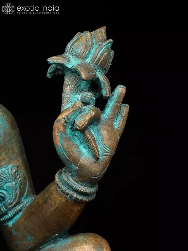 Exotic India 15" Goddess Lajja Gauri | Madhuchista Vidhana (Lost-Wax) | Panchaloha Bronze From Swamimalai 