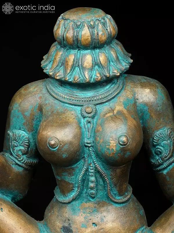 Exotic India 15" Goddess Lajja Gauri | Madhuchista Vidhana (Lost-Wax) | Panchaloha Bronze From Swamimalai 