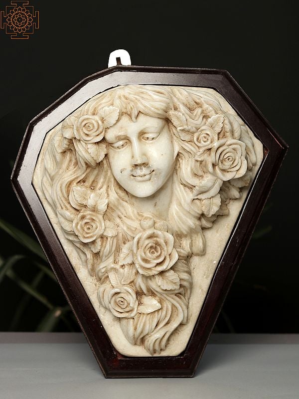 exotic india 15" Marble Saint Rosalia Wall Decor (Vintage) 
