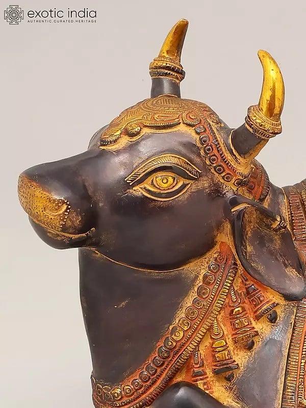 Exotic India 15" Nandi - Vahana Of Lord Shiva | Brass Statue 