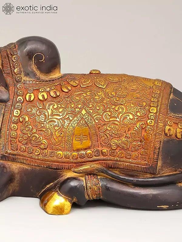Exotic India 15" Nandi - Vahana Of Lord Shiva | Brass Statue 