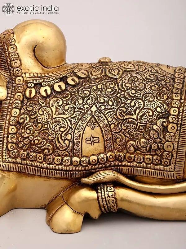 Exotic India 15" Nandi - Vehicle Of Lord Shiva | Brass Statue 