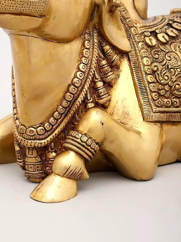 Exotic India 15" Nandi - Vehicle Of Lord Shiva | Brass Statue 