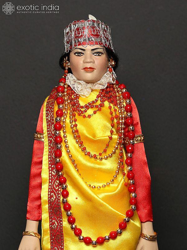 Exotic India 15" Nongkrem Dance From Meghalaya | Traditional Handmade Doll 