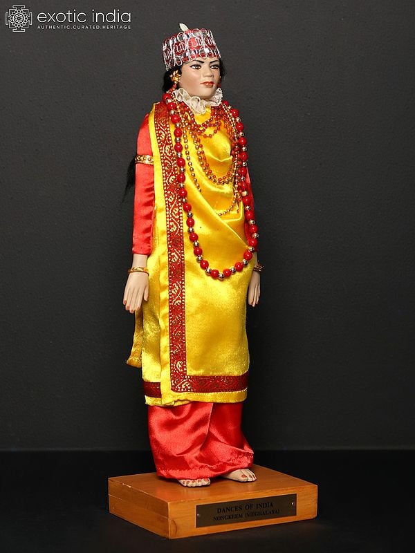 Exotic India 15" Nongkrem Dance From Meghalaya | Traditional Handmade Doll 