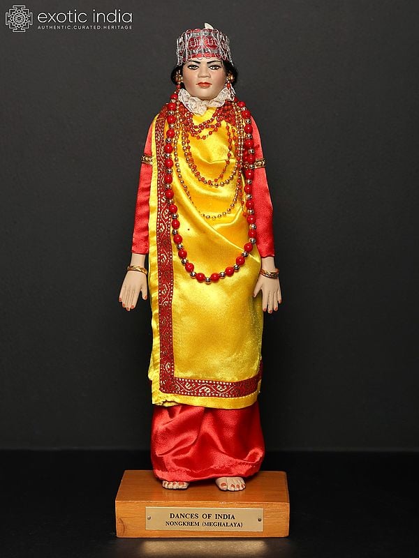exotic india 15" Nongkrem Dance from Meghalaya | Traditional Handmade Doll 
