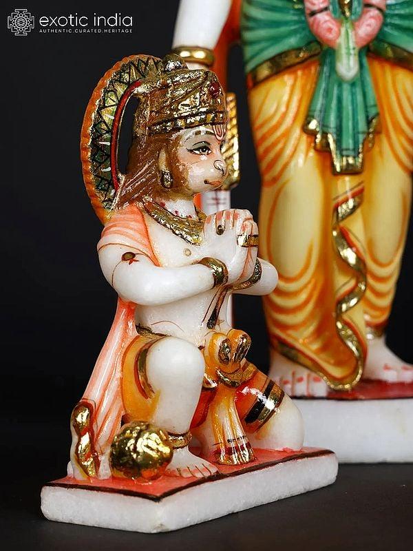 Exotic India 15" Shri Ram Darbar | Set Of Four Marble Statues 
