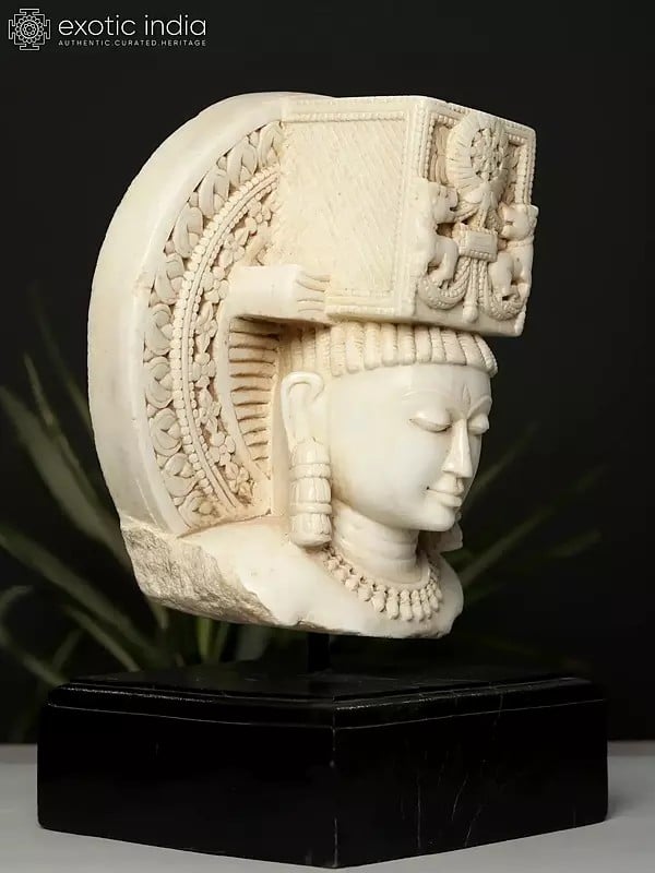 Exotic India 15" Siddhartha In Halo On Wooden Stand | Modern Art Sculpture 