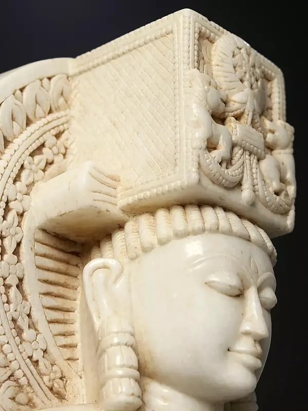 Exotic India 15" Siddhartha In Halo On Wooden Stand | Modern Art Sculpture 