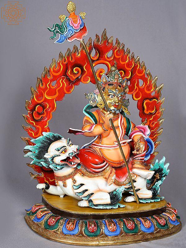 Exotic India 15" Singh Kubera Copper Idol | Nepalese Copper Statue 