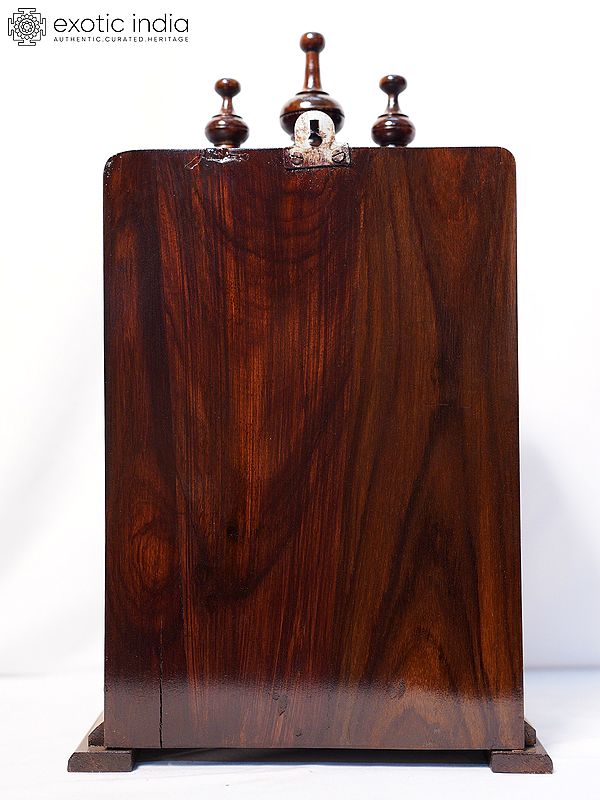 Exotic India 15" Wall Hanging Wood Temple For Home | Handmade Rosewood Home Decor Item