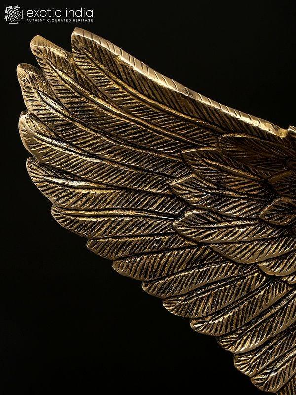 Exotic India 16" Brass Eagle With Open Wings | Brass Statue | Home Decor 