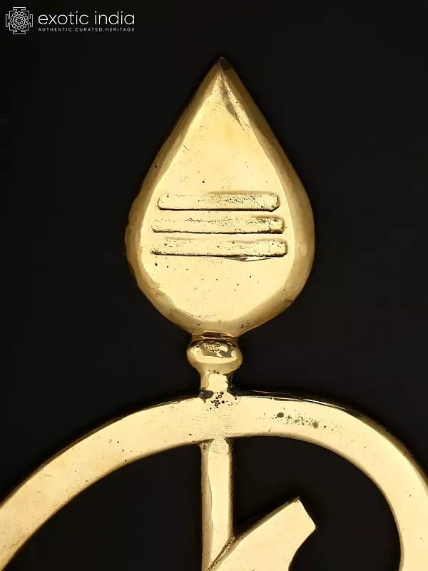 Exotic India 16" Brass Karttikeya Vel With Tamil Om | Wall Hanging 