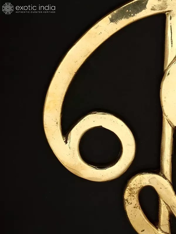 Exotic India 16" Brass Karttikeya Vel With Tamil Om | Wall Hanging 