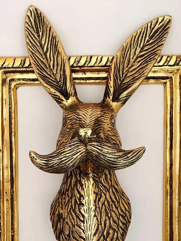 Exotic India 16" Brass Wall Hanging Rabbit With Frame | Home Decor 