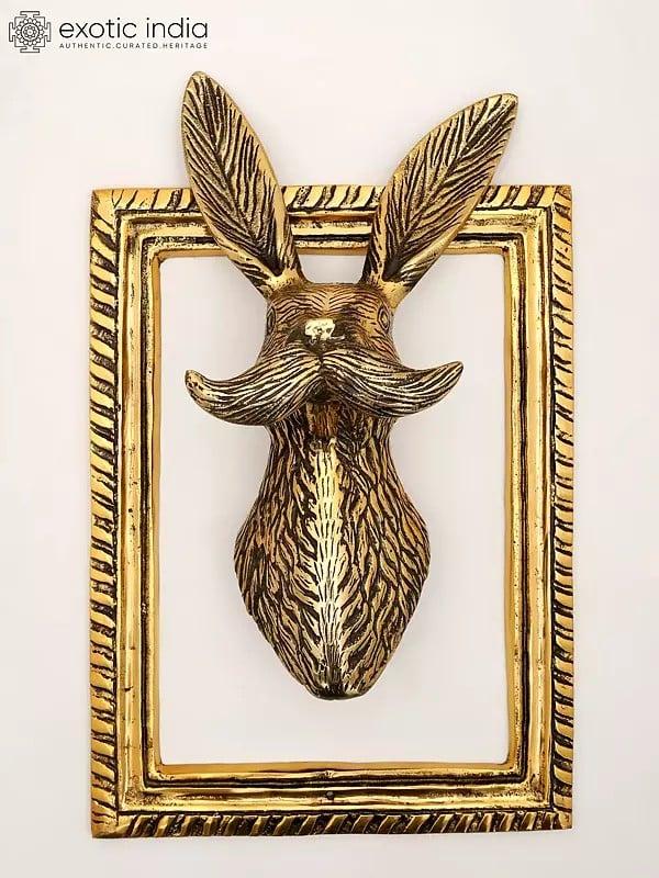 exotic india 16" Brass Wall Hanging Rabbit with Frame | Home Decor 