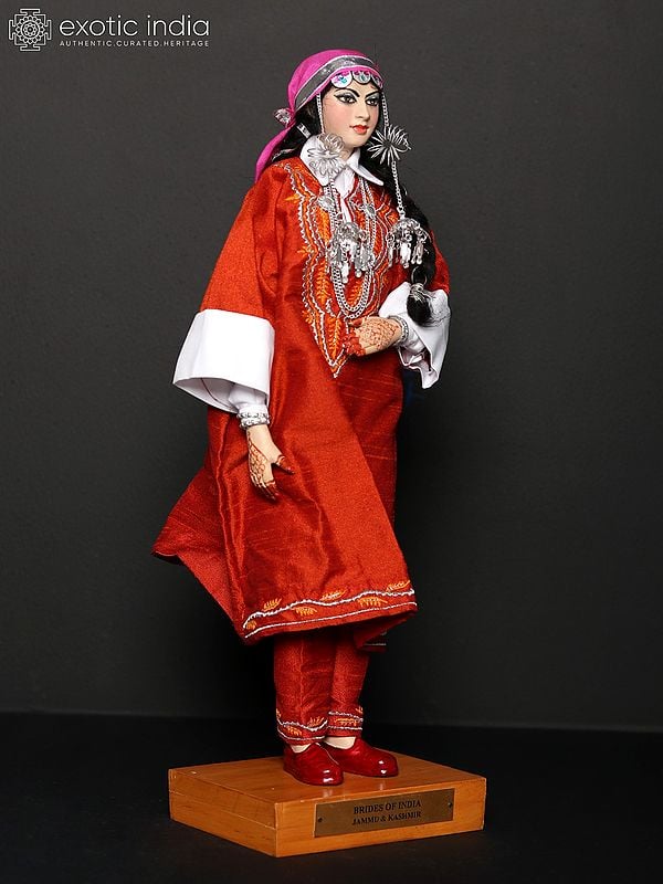 Exotic India 16" Bride Of India From Jammu & Kashmir | Traditional Handmade Doll 