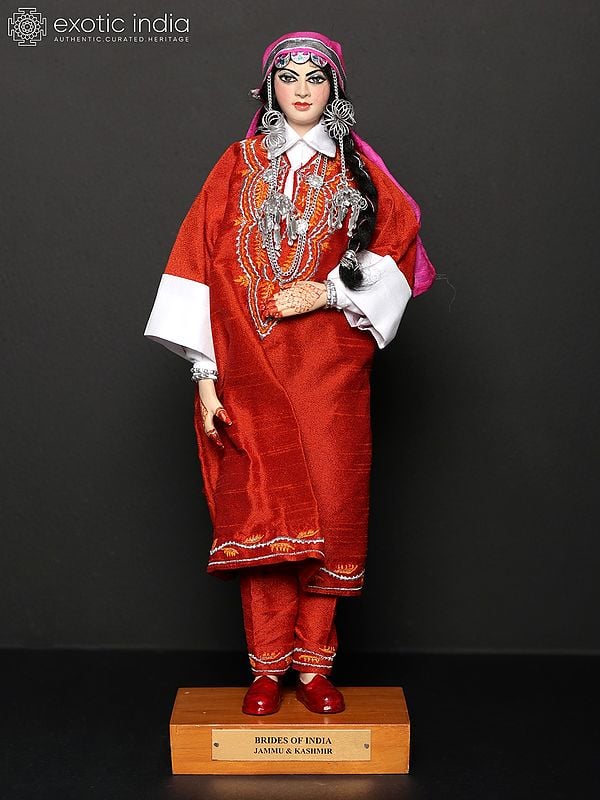 exotic india 16" Bride of India from Jammu & Kashmir | Traditional Handmade Doll 