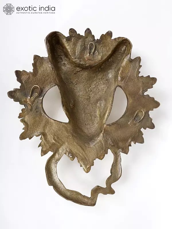 Exotic India 16" Deer Head Big Door Knocker In Brass | Wall Hanging 