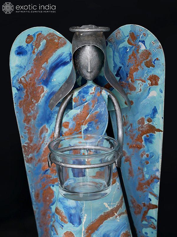 Exotic India 16" Hand-Painted Angel Candle Holder | Table Decor 