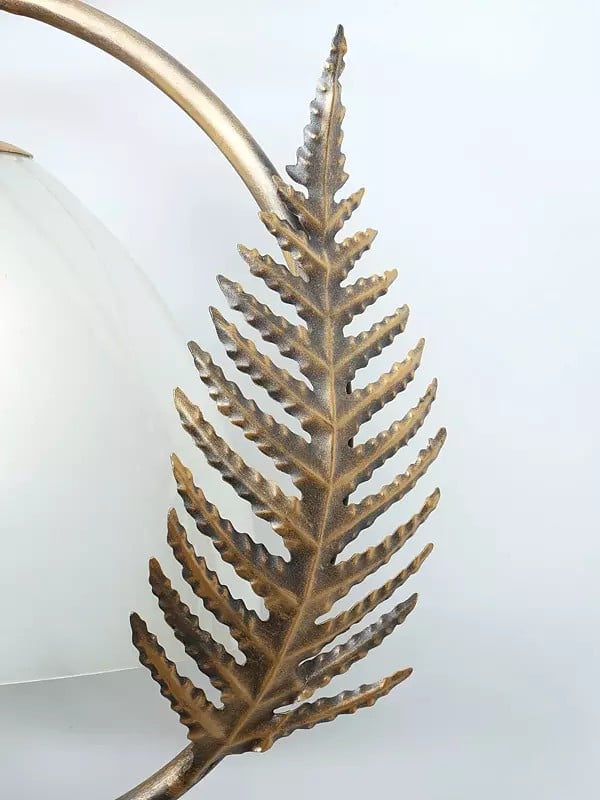 Exotic India 16" Iron Fern Leaves Design Wall Hanging Lamp | Home Decor 