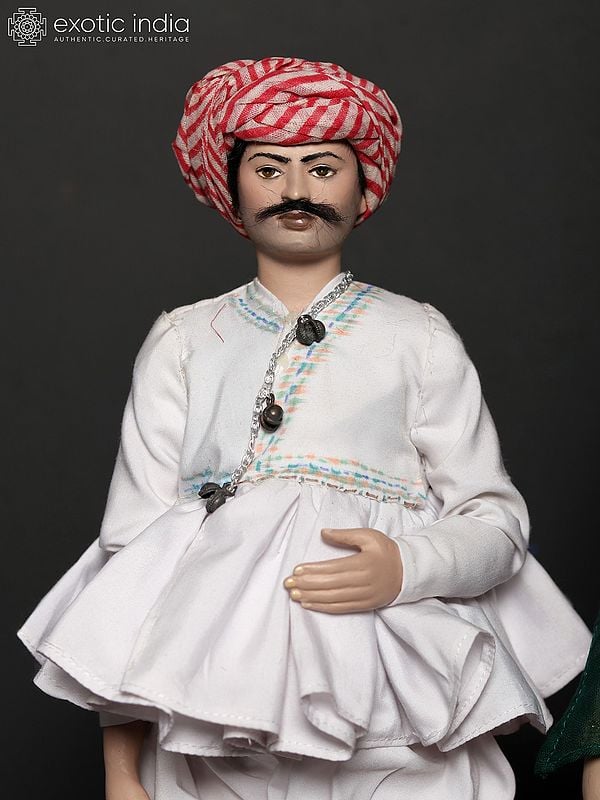 Exotic India 16" Married Couple From Gujarat | Traditional Handmade Dolls 