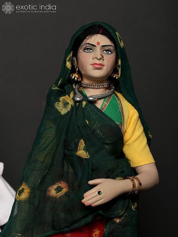 Exotic India 16" Married Couple From Gujarat | Traditional Handmade Dolls 