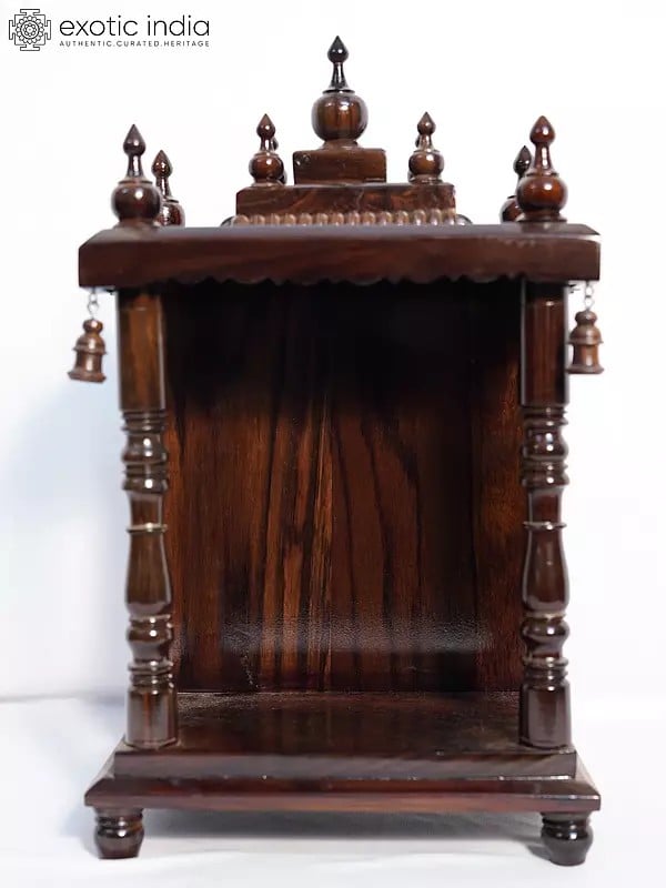 exotic india 16" Wood Temple For Wall Hanging | Handmade Rosewood Home Decor Item 