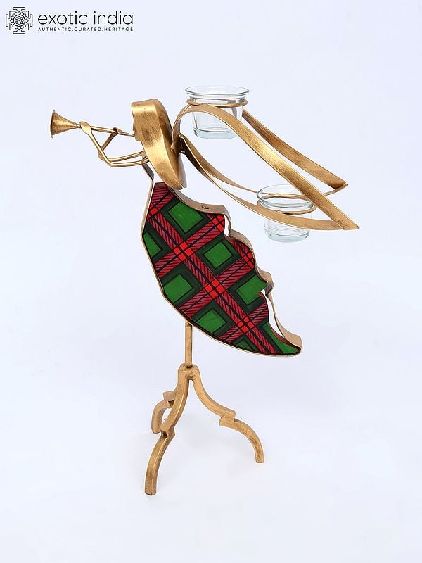 Exotic India 17" Angel Blowing Horn | Candle Holders | Home Decor