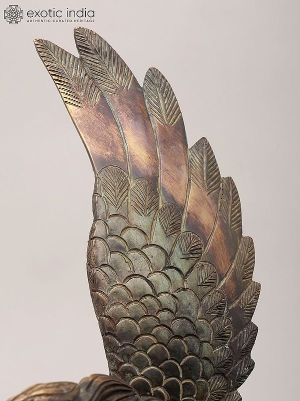 Exotic India 17" Brass Pegasus – Decorative Mythical Horse Sculpture | Home Decor 